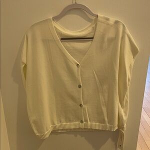 White/cream oversized short sleeve cardigan